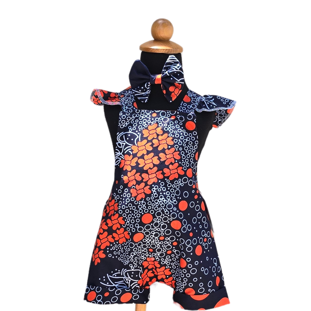 Orange & White Floral Romper