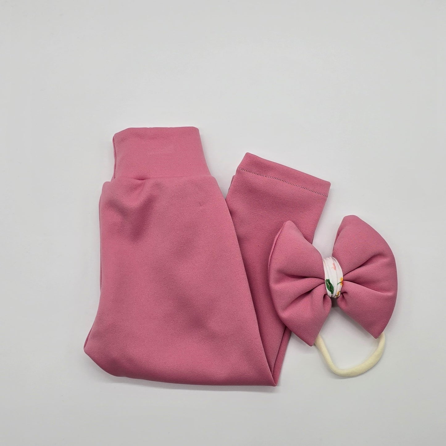 Dusty Pink Leggings with Hair Bows