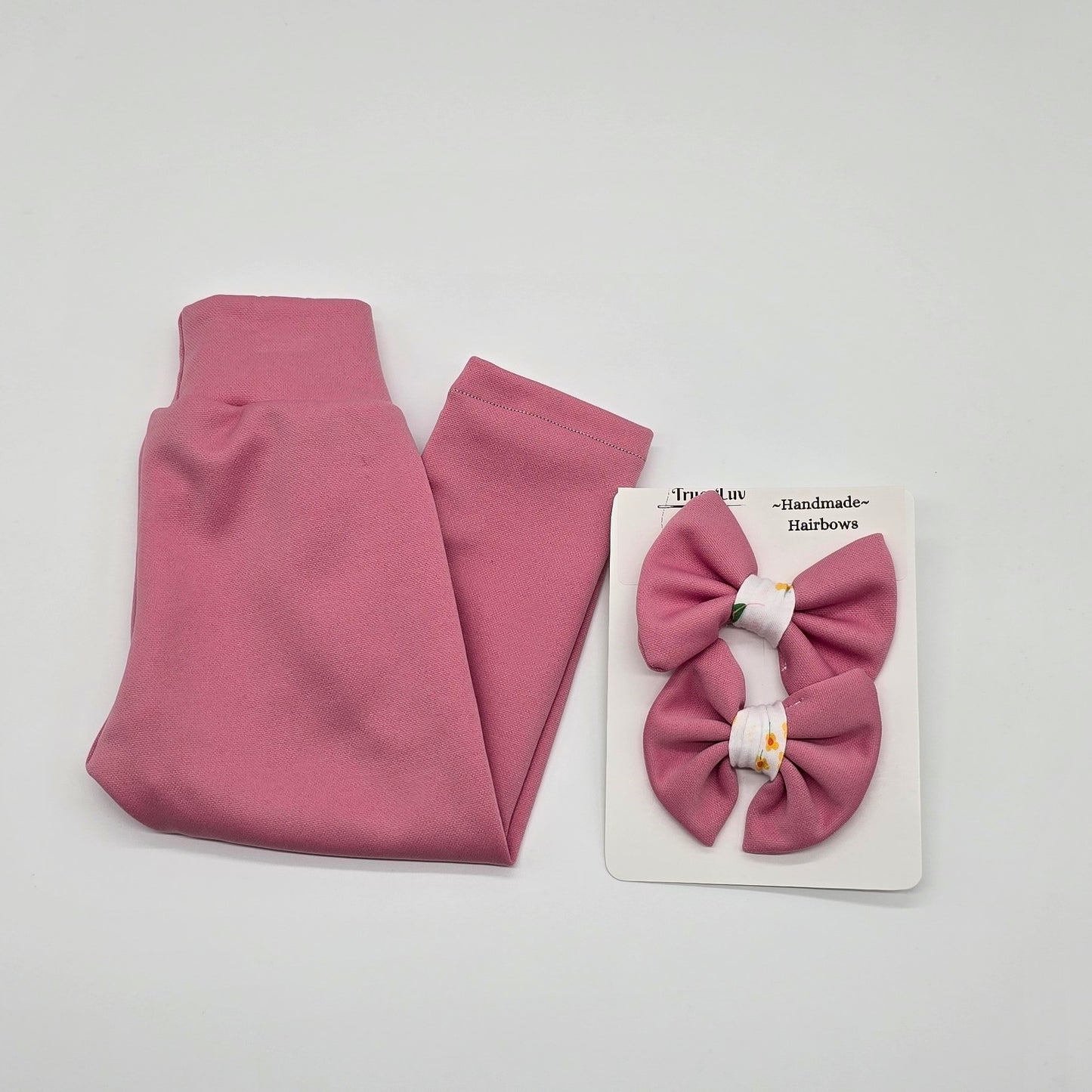Dusty Pink Leggings with Hair Bows