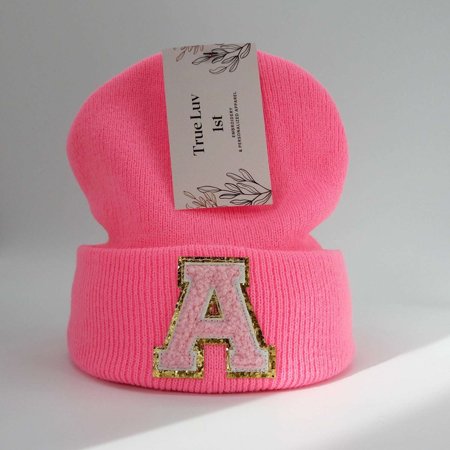 Chenille Initial Patch Beanies