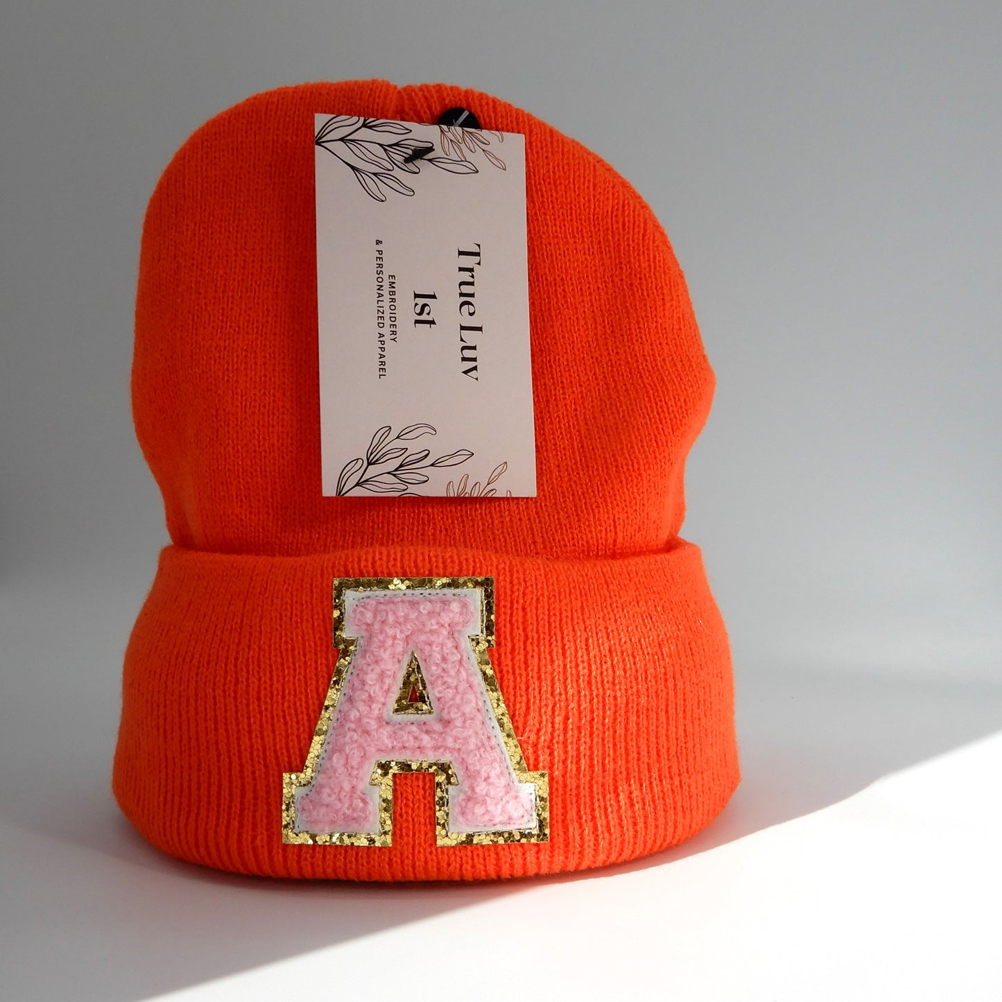 Chenille Initial Patch Beanies
