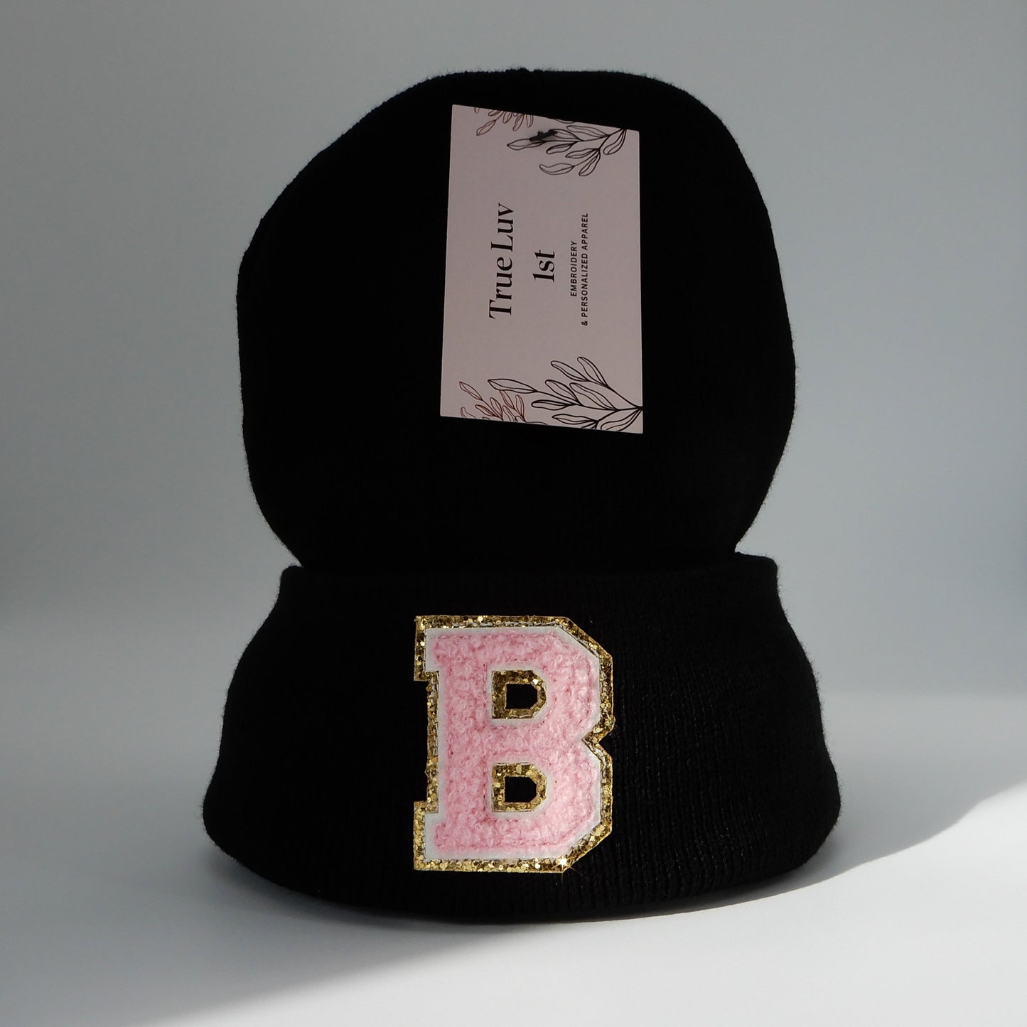 Chenille Initial Patch Beanies