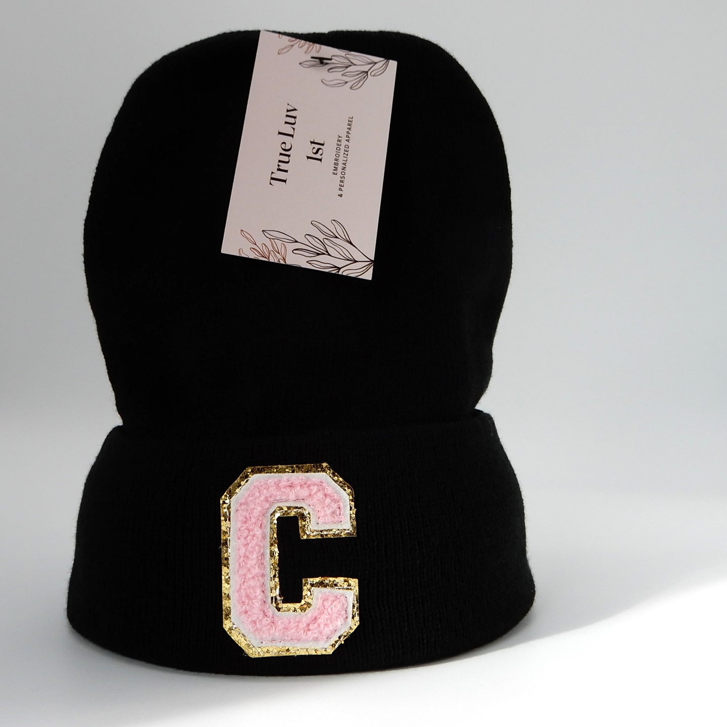 Chenille Initial Patch Beanies