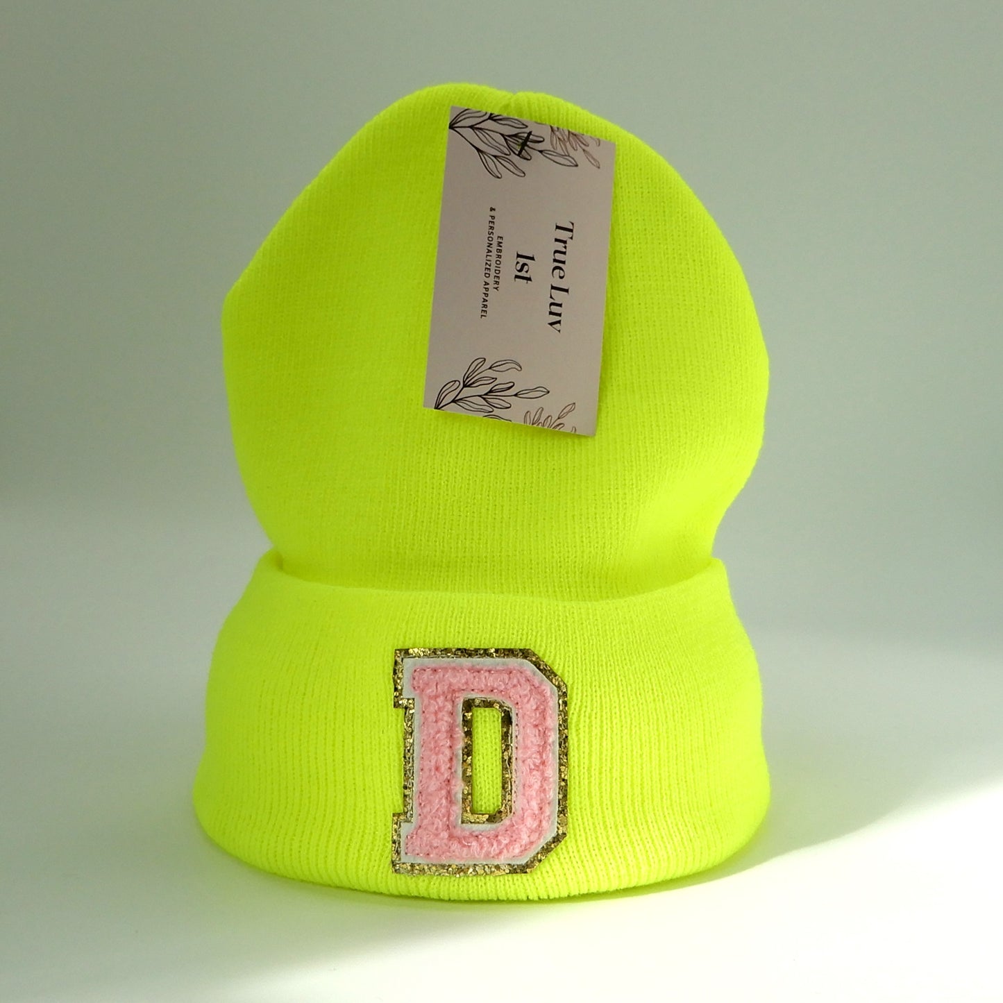 Chenille Initial Patch Beanies