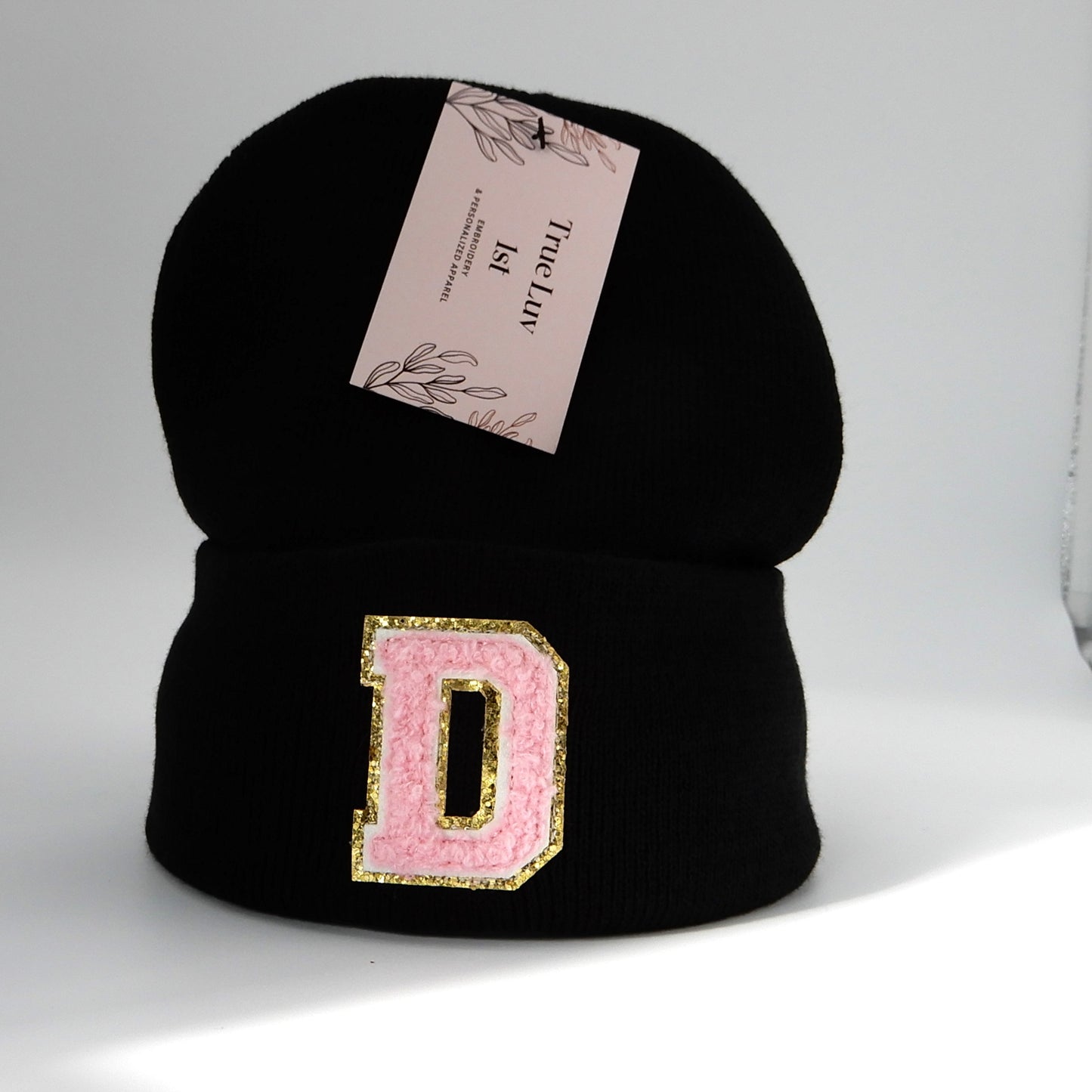 Chenille Initial Patch Beanies