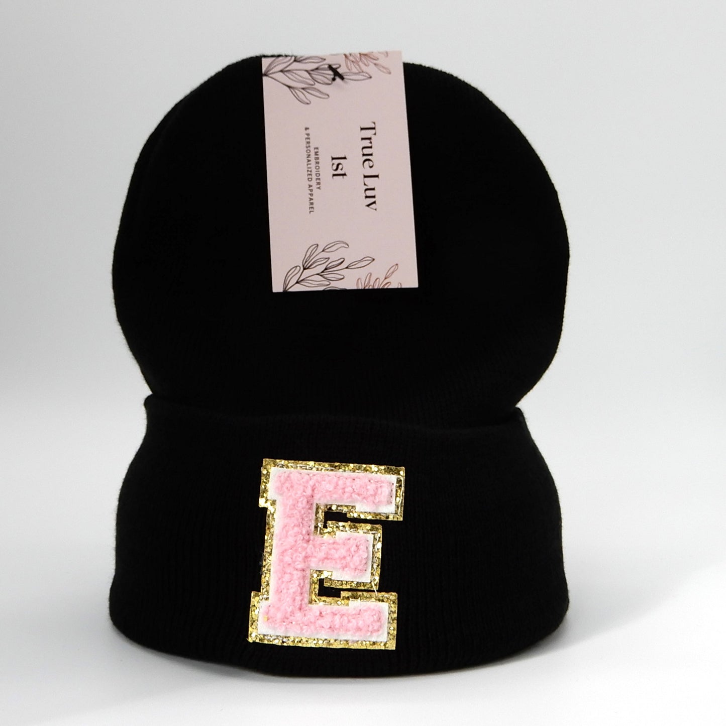 Chenille Initial Patch Beanies