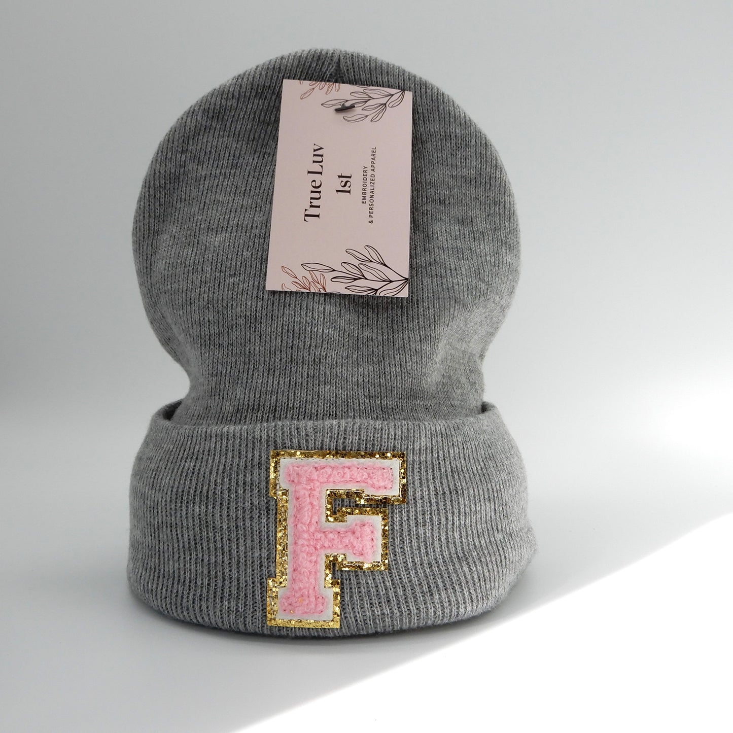 Chenille Initial Patch Beanies