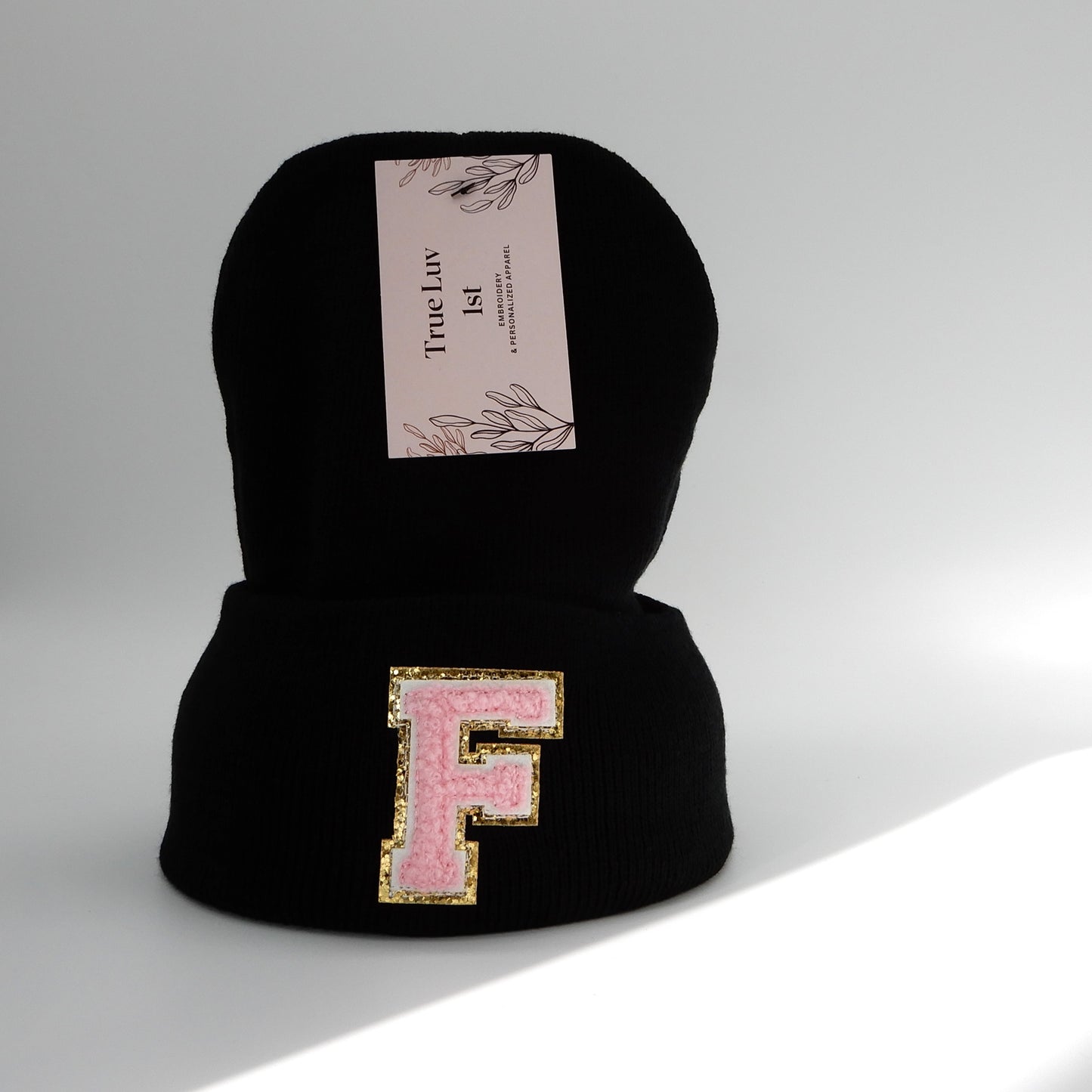 Chenille Initial Patch Beanies