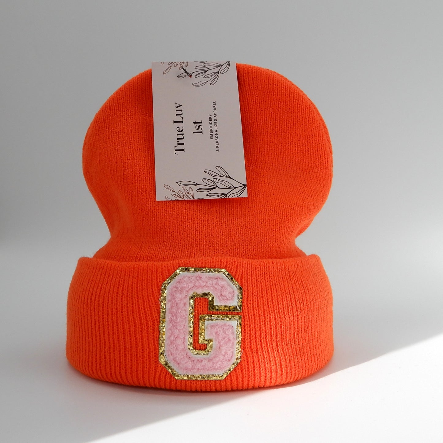 Chenille Initial Patch Beanies