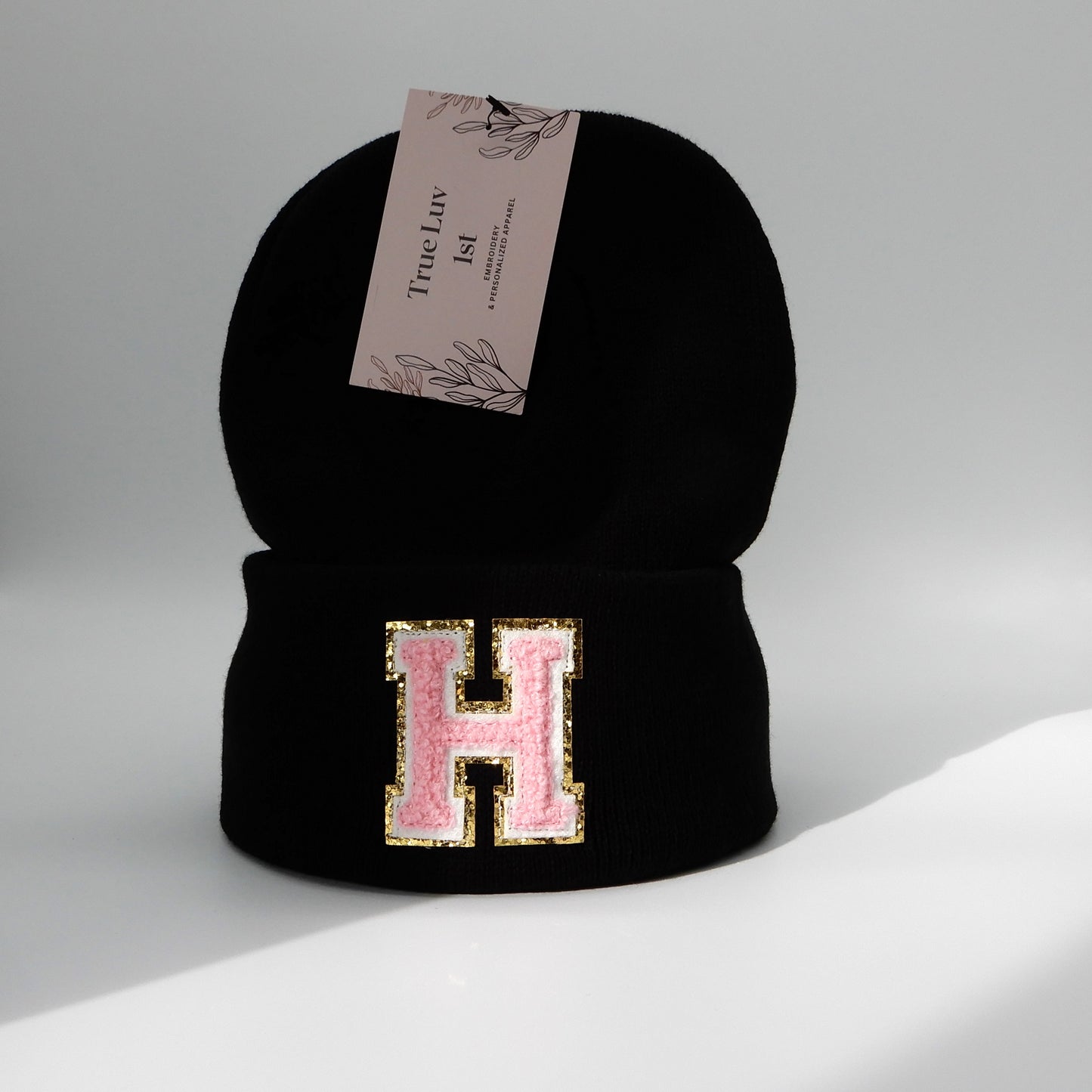 Chenille Initial Patch Beanies