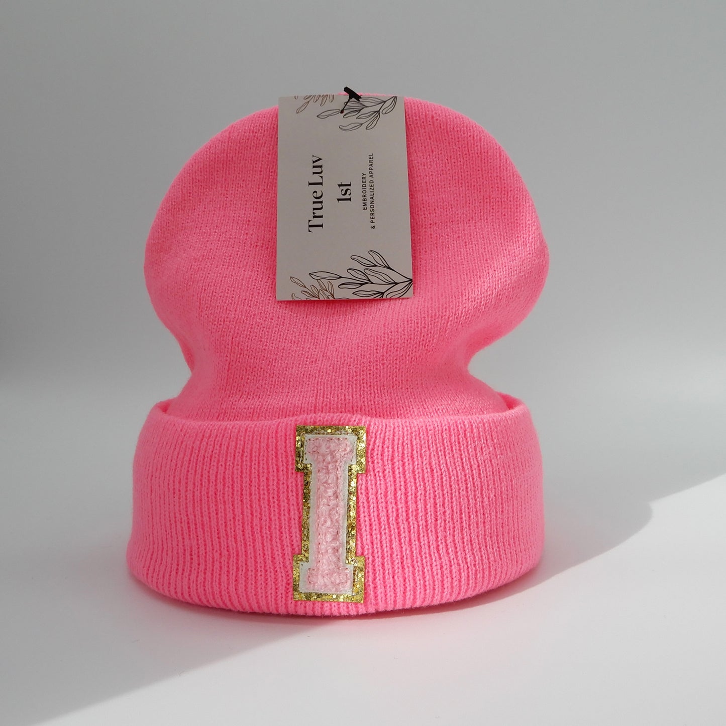 Chenille Initial Patch Beanies