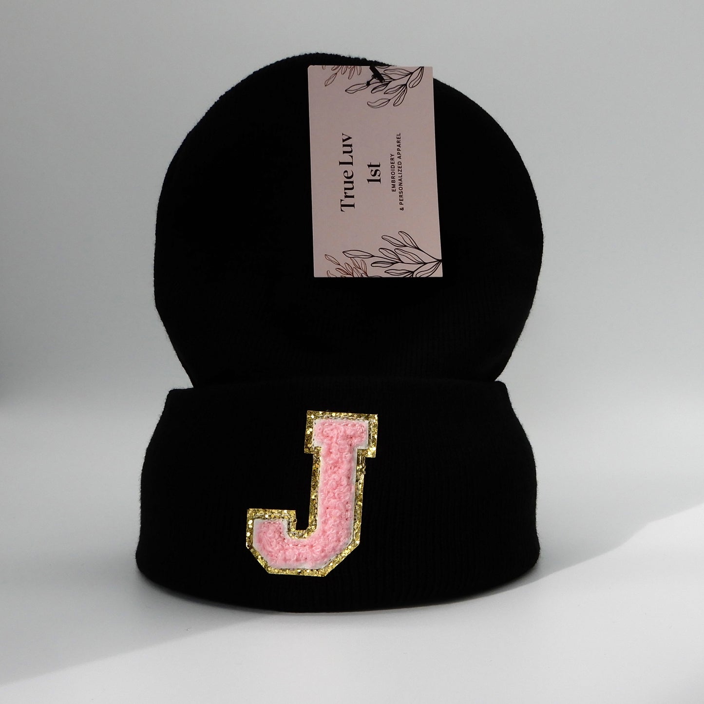 Chenille Initial Patch Beanies
