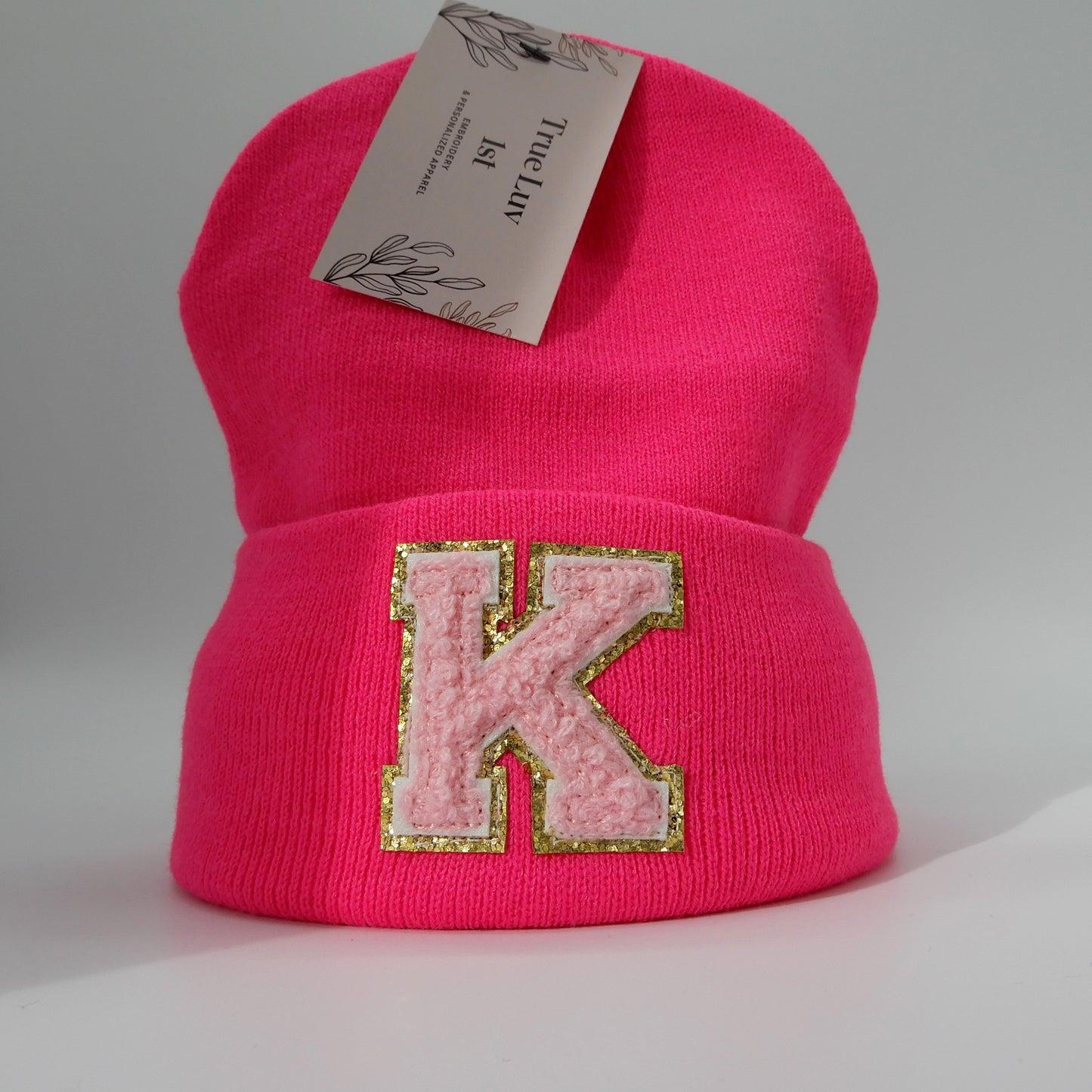 Chenille Initial Patch Beanies