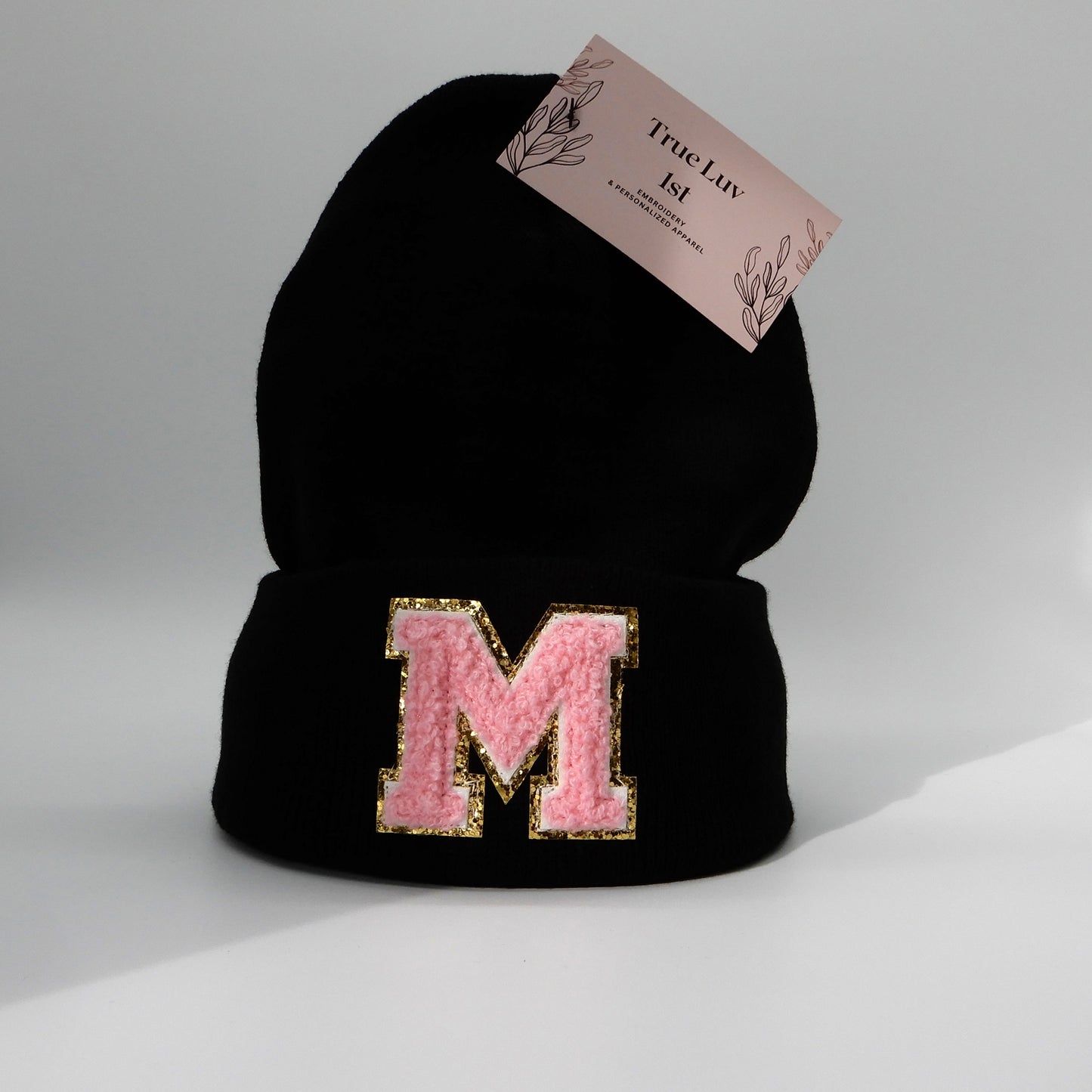 Chenille Initial Patch Beanies