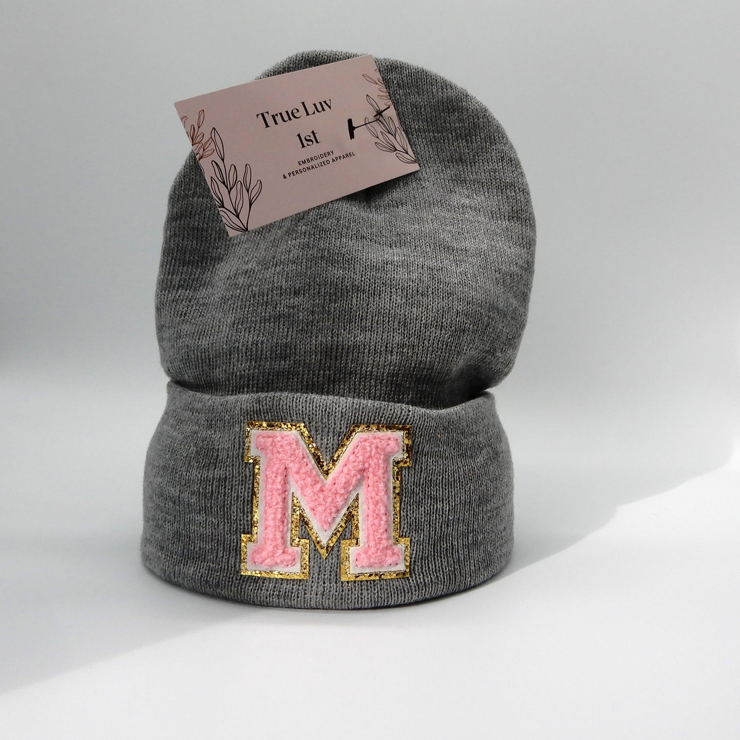 Chenille Initial Patch Beanies