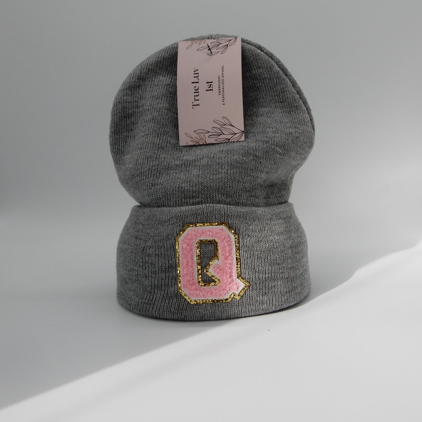 Chenille Initial Patch Beanies