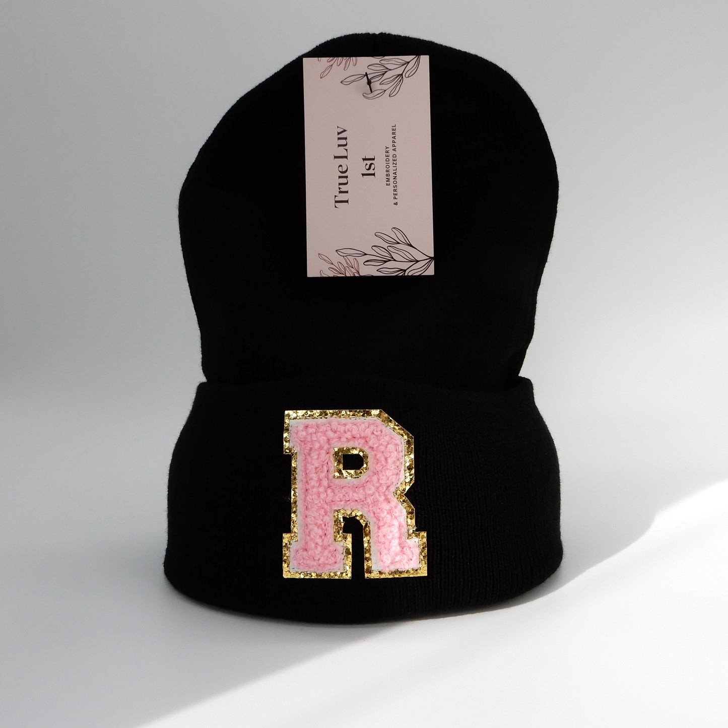 Chenille Initial Patch Beanies