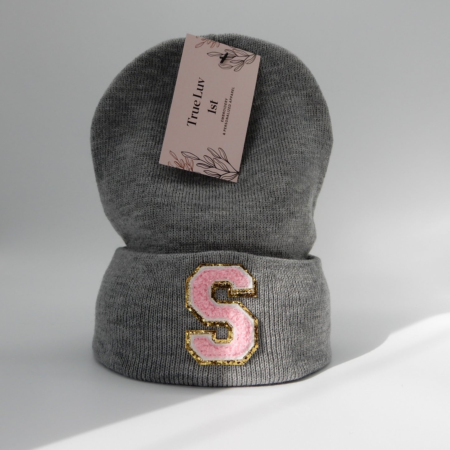 Chenille Initial Patch Beanies