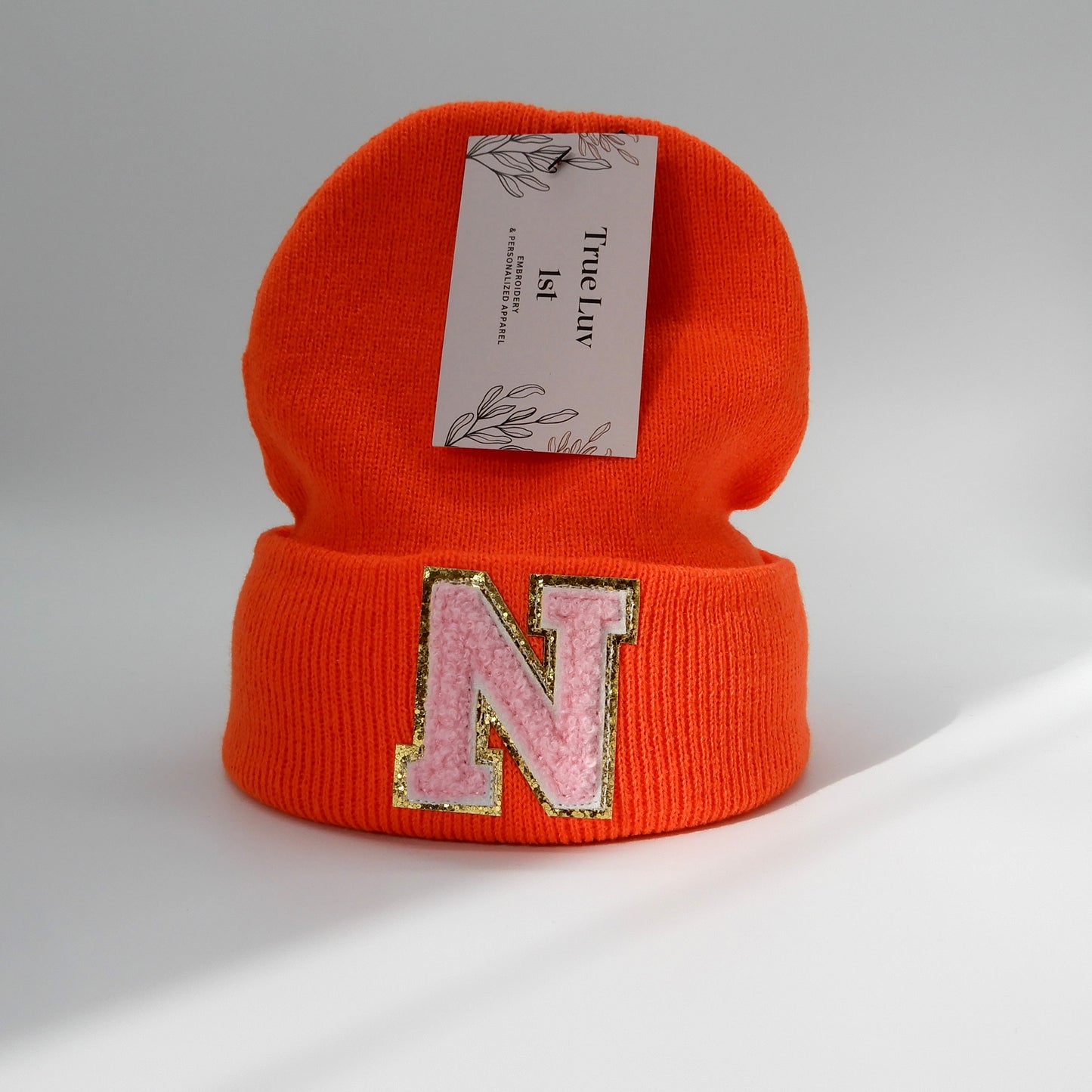 Chenille Initial Patch Beanies