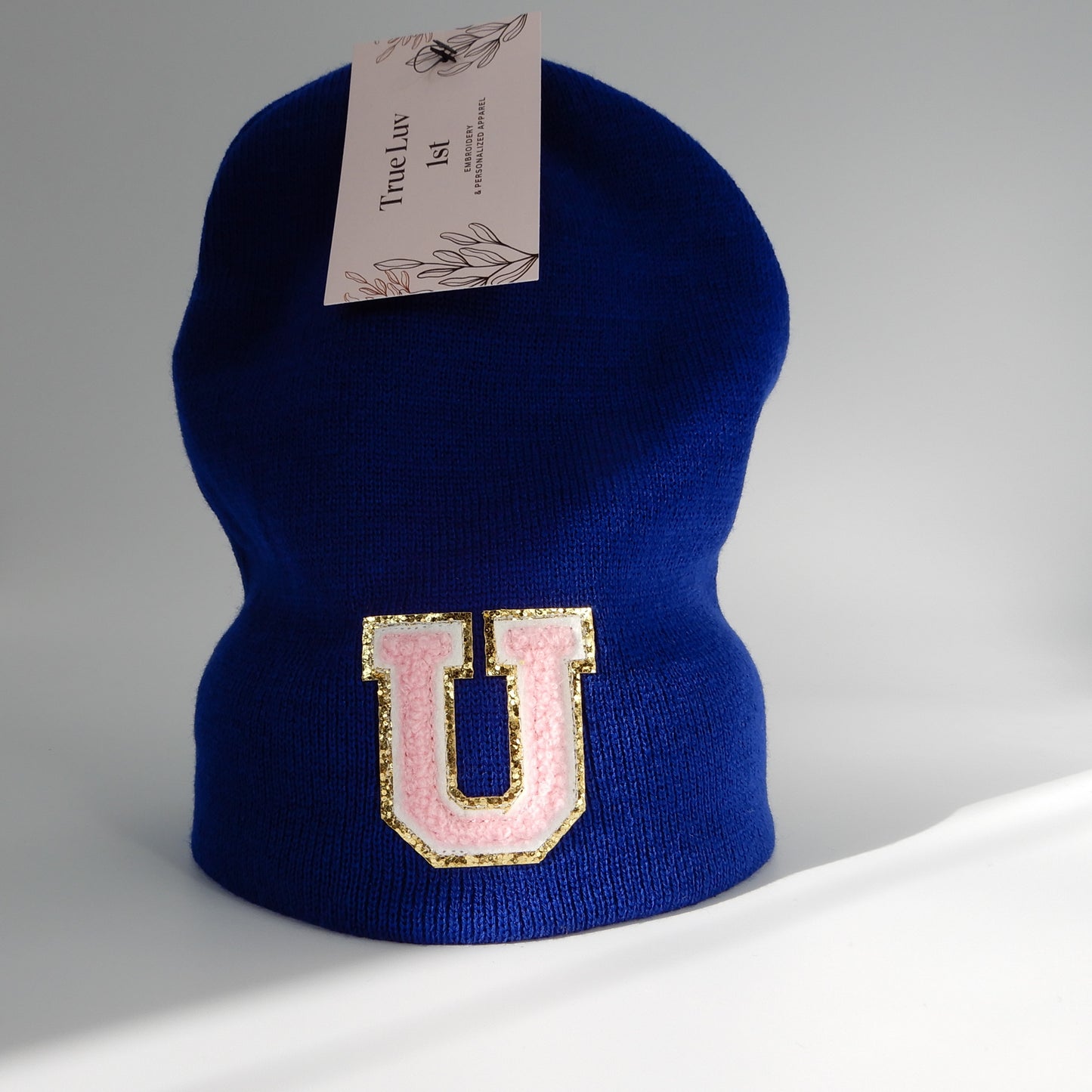 Chenille Initial Patch Beanies