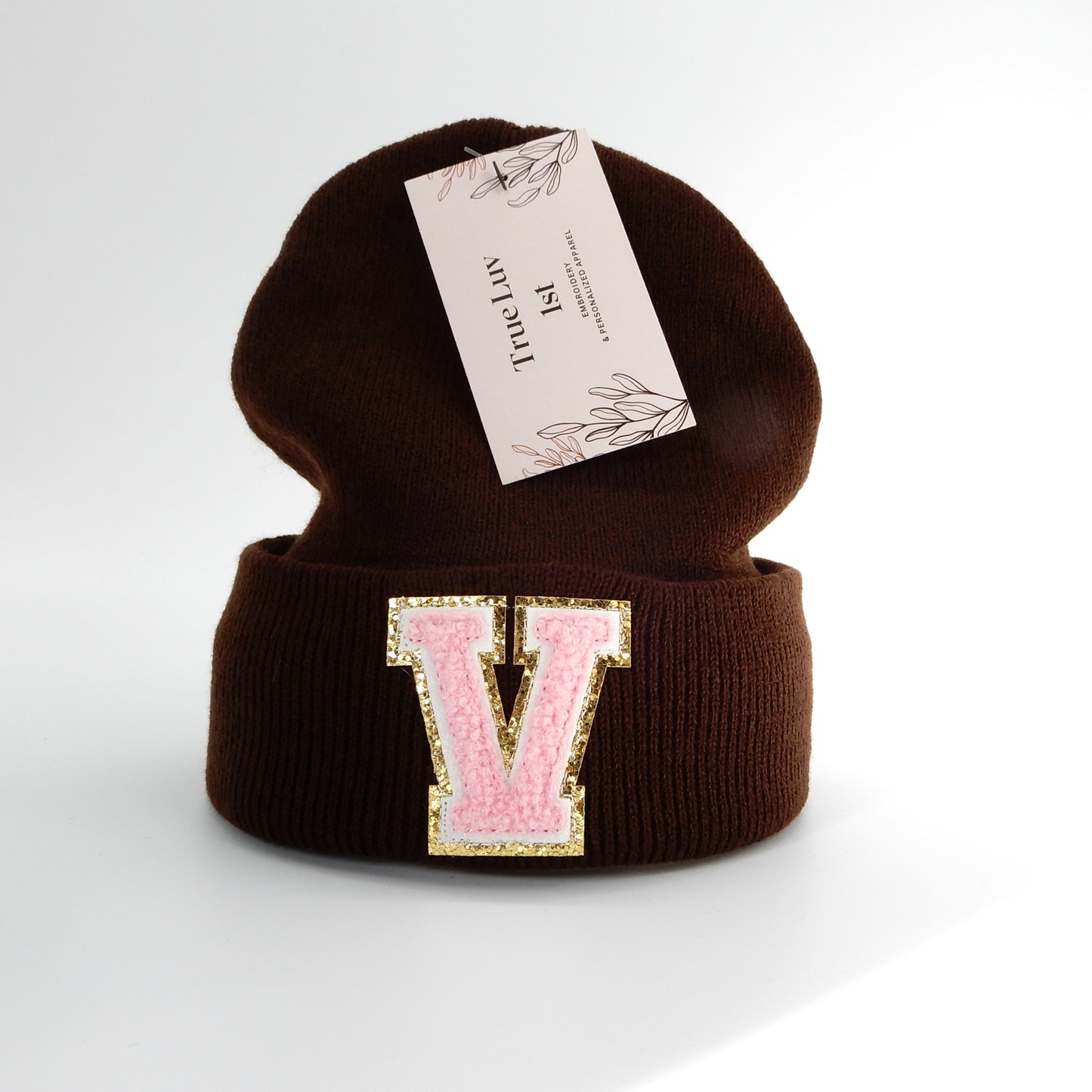 Chenille Initial Patch Beanies