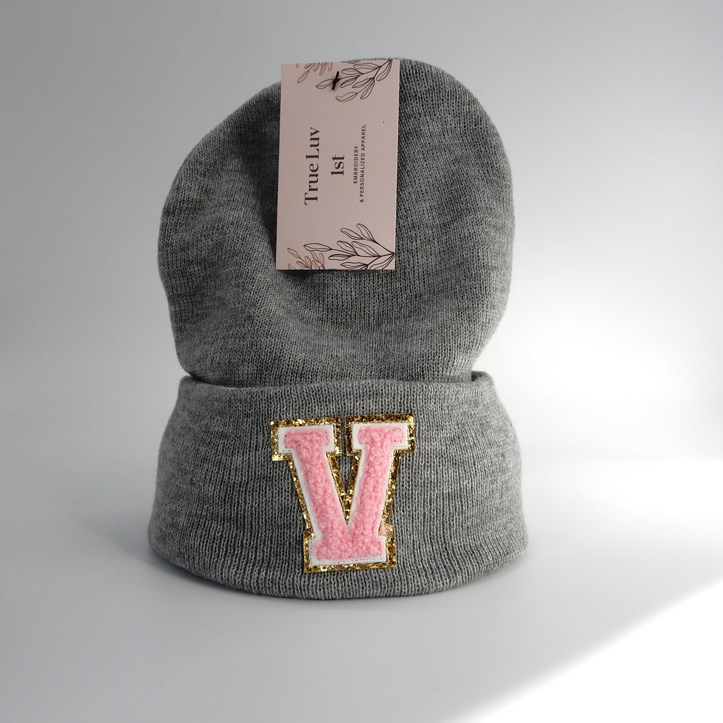 Chenille Initial Patch Beanies