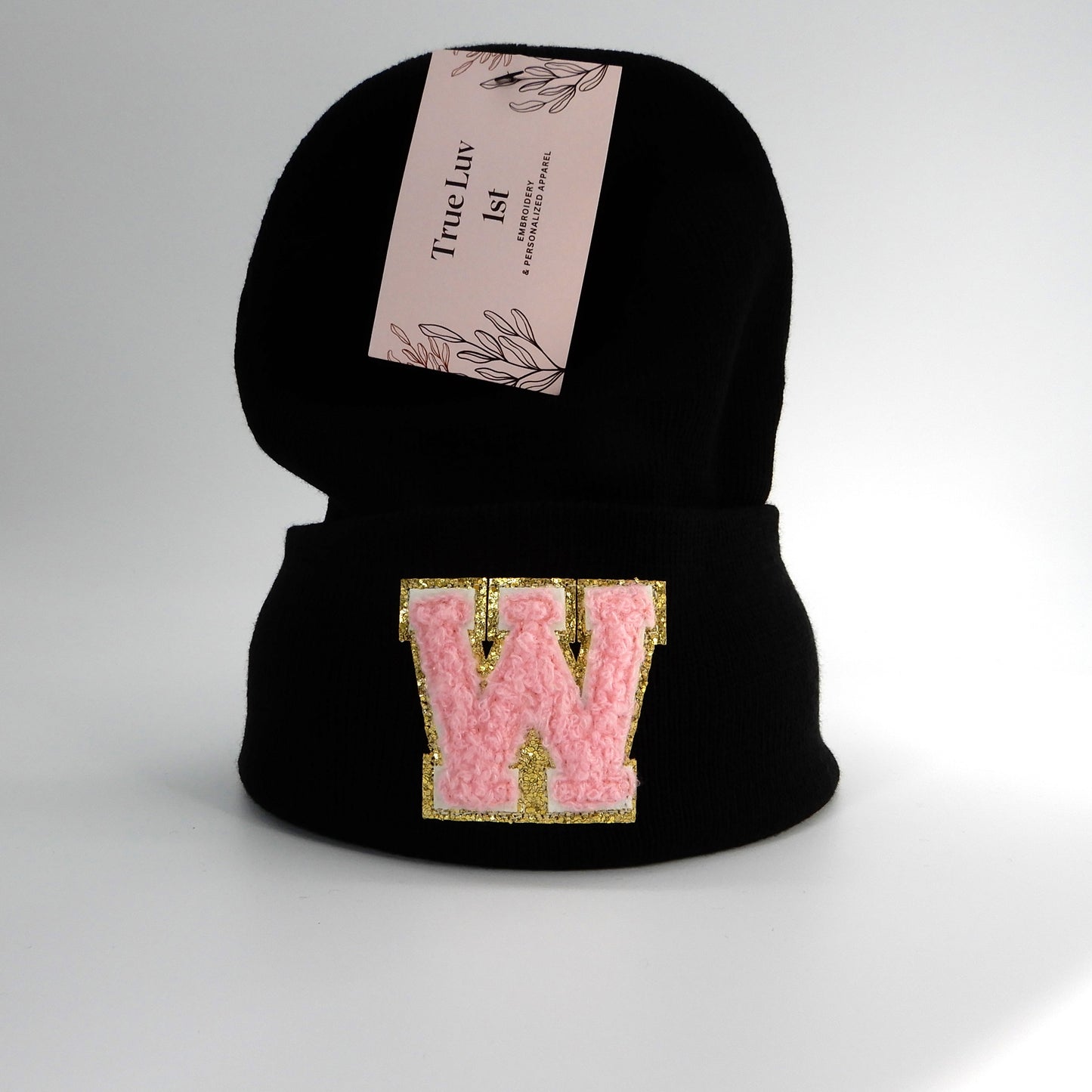 Chenille Initial Patch Beanies