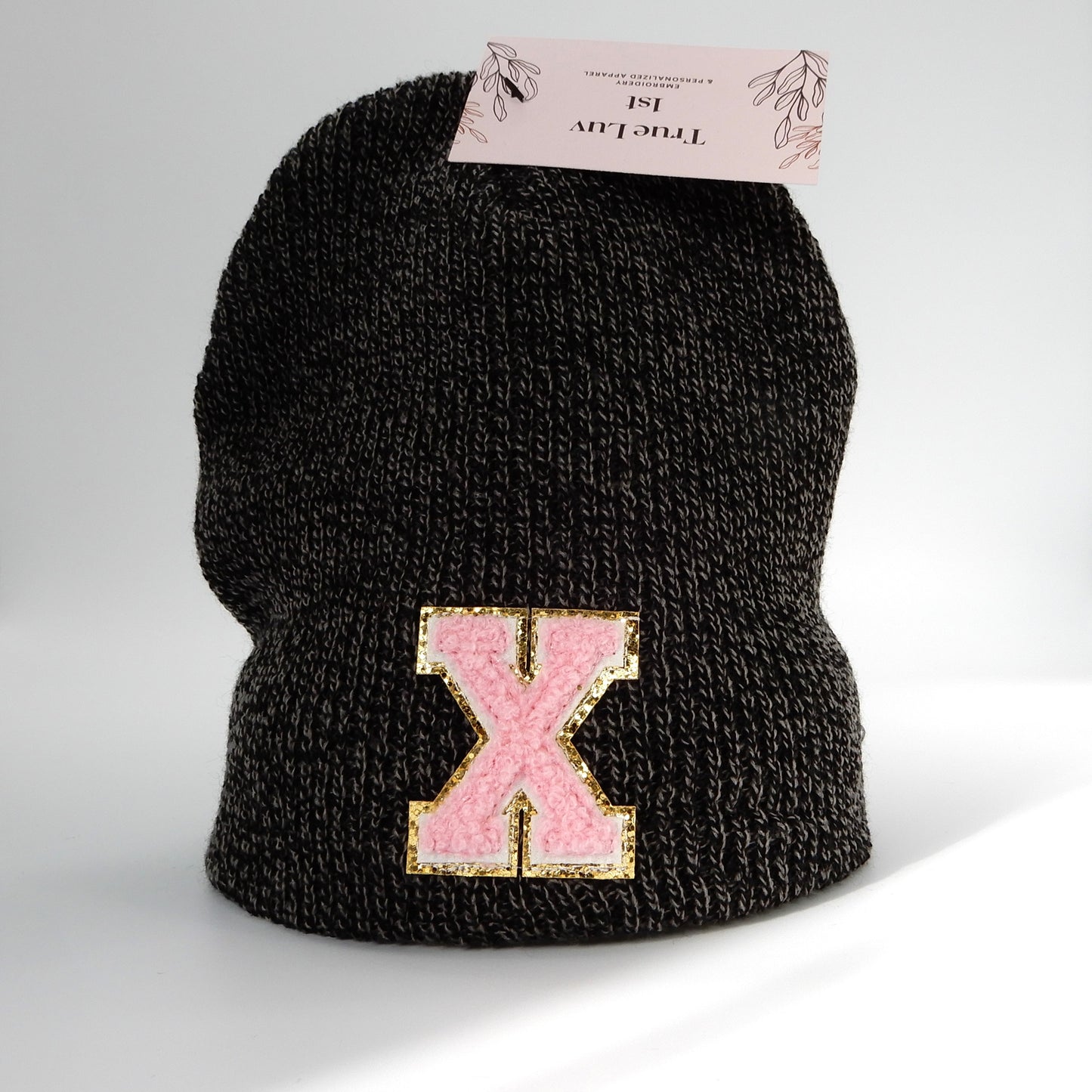 Chenille Initial Patch Beanies
