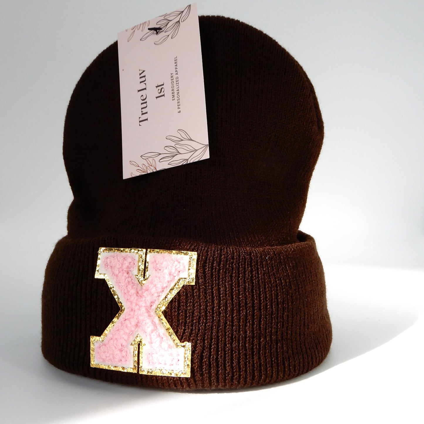 Chenille Initial Patch Beanies