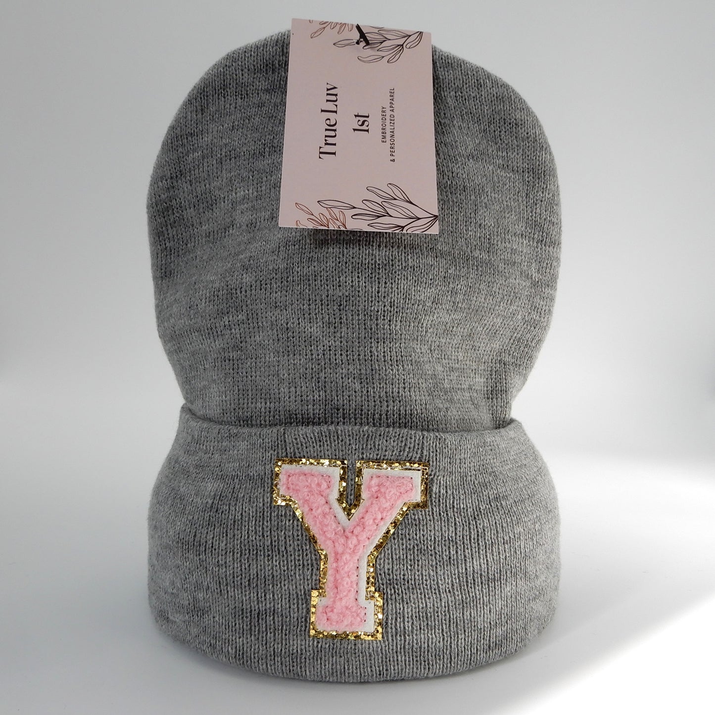 Chenille Initial Patch Beanies