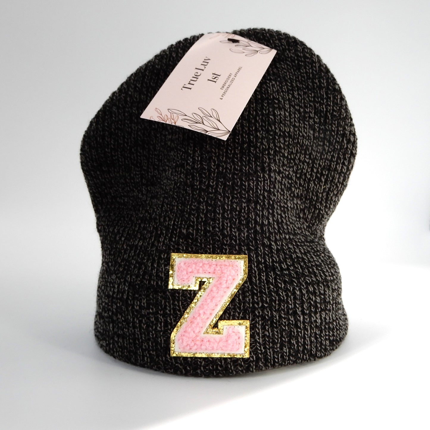 Chenille Initial Patch Beanies