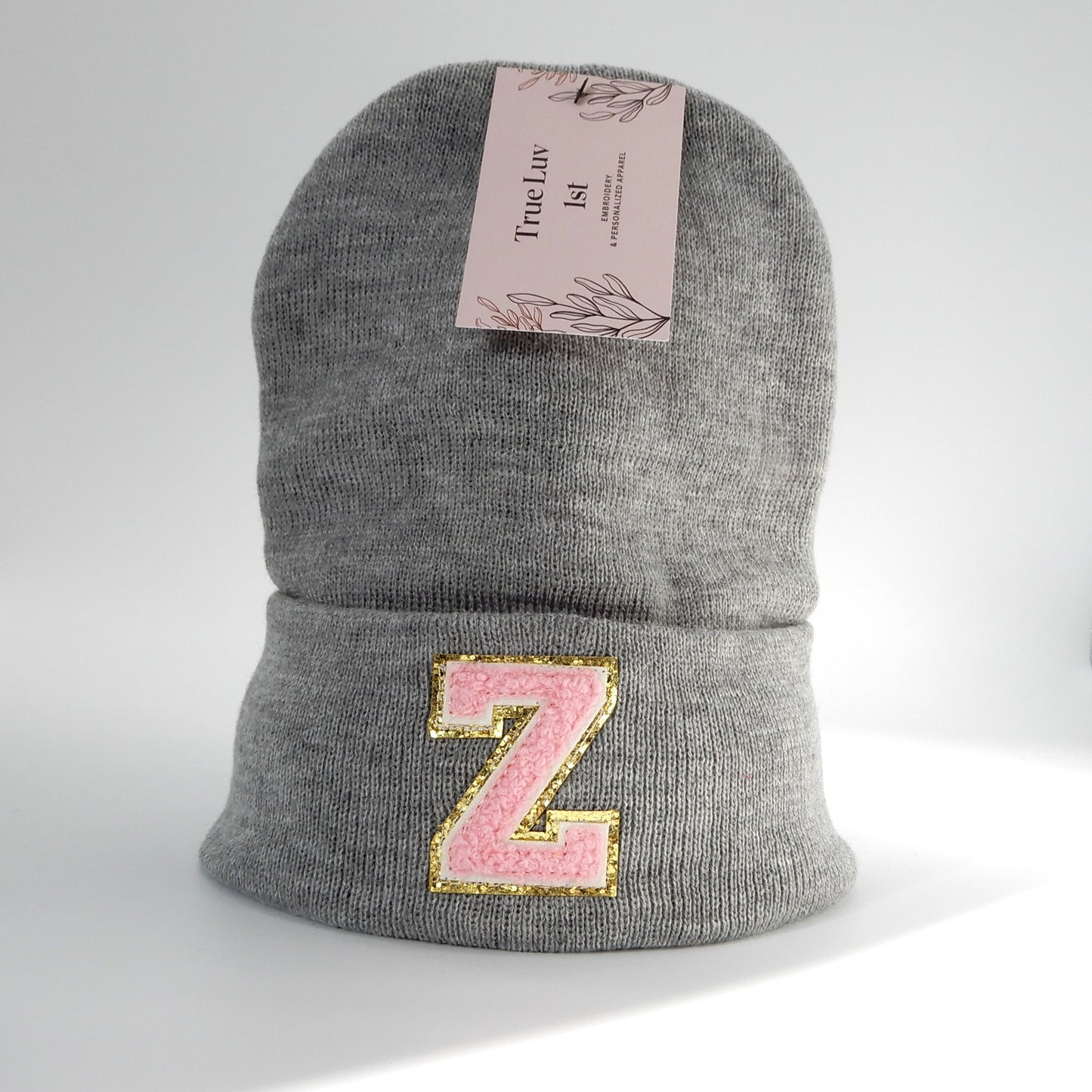 Chenille Initial Patch Beanies