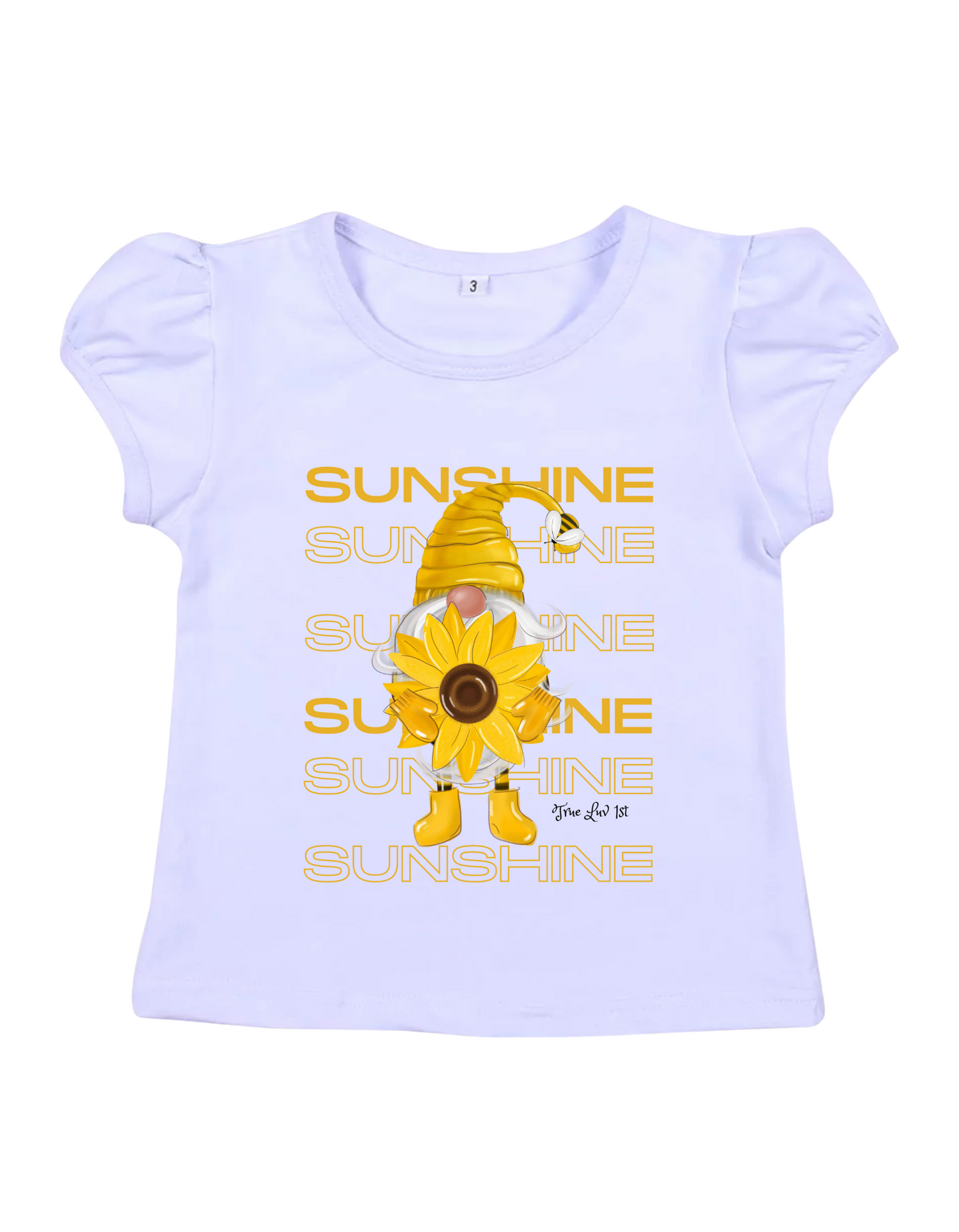 Sunshine Yellow Gnome Girls Shirt