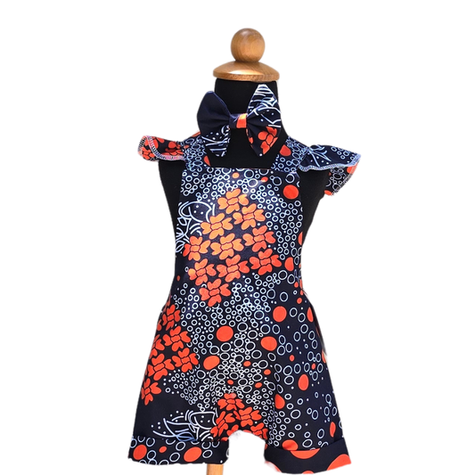 Orange & White  Floral Romper