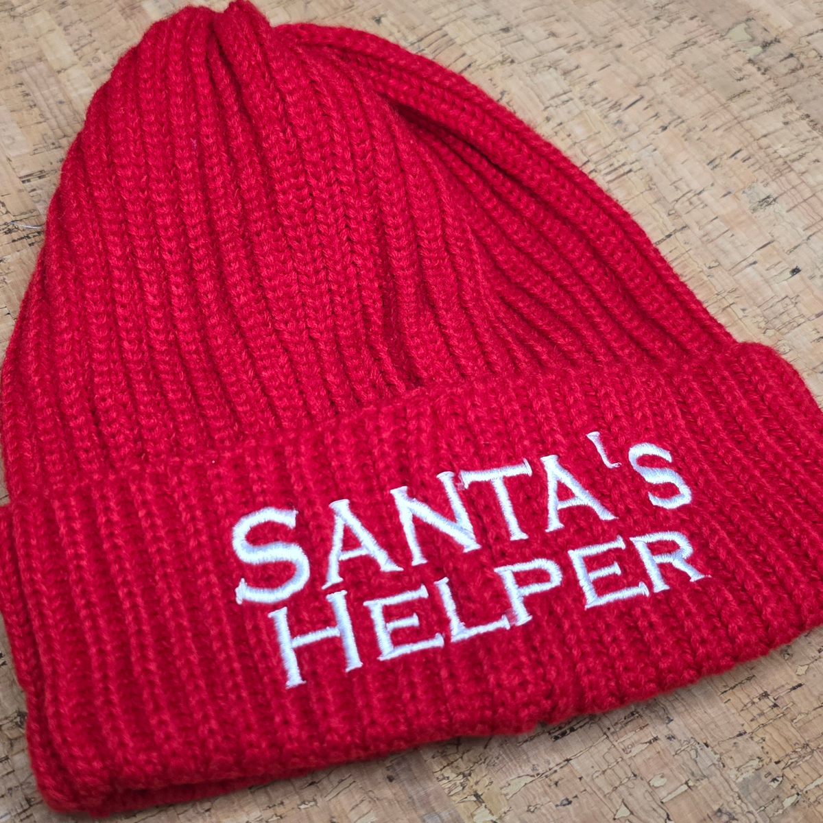 Santa's Helper Red Knitted Beanie-Christmas Beanie