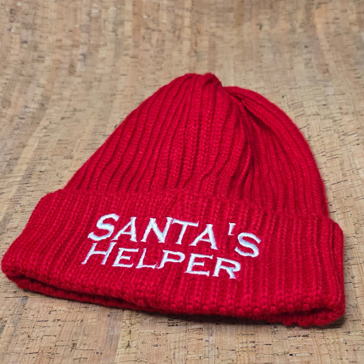 Santa's Helper Red Knitted Beanie-Christmas Beanie