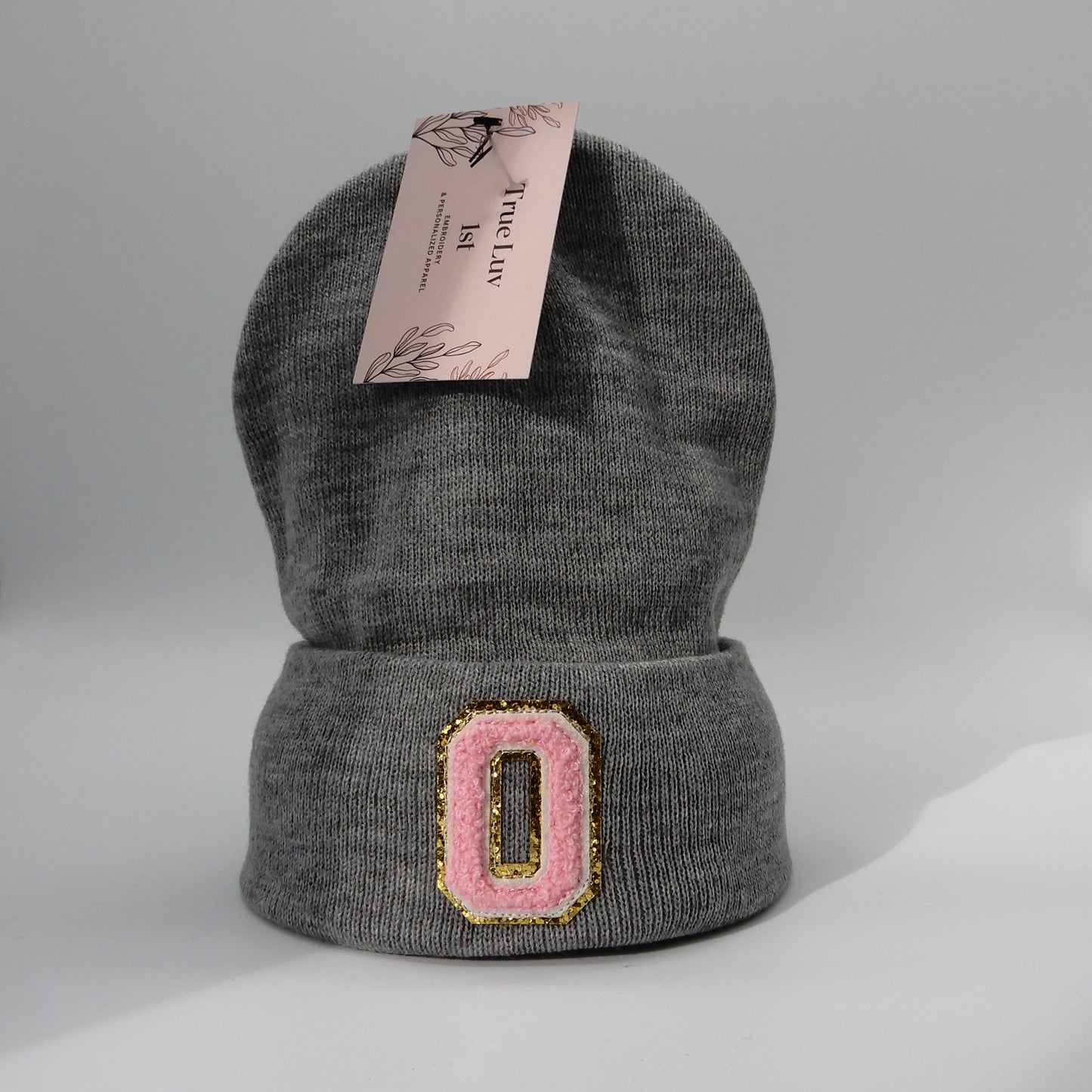 Chenille Initial Patch Beanies