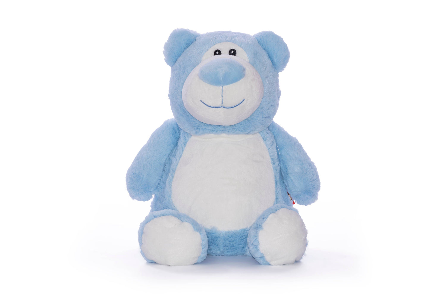 True Luv 1st My Big Brother Has Paws light blue and white plush teddy bear with embroidered eyes and soft fabric
